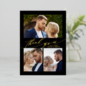 Modern Boho Calligraphy 4 Foto Wedding Vielen Dank Folieneinladung (Stehend vorne)