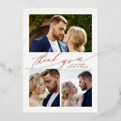 Modern Boho Calligraphy 4 Foto Wedding Vielen Dank Folieneinladung (Vorderseite)