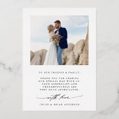 Modern Boho Calligraphy 4 Foto Wedding Vielen Dank Folieneinladung (Rückseite)