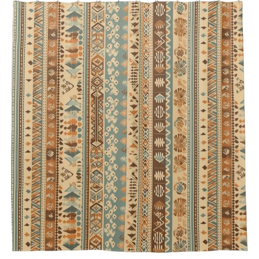 Modern Boho Camel Brown Türkis Duschvorhang (Vorderseite)