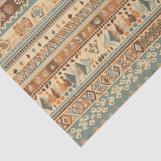 Modern Boho Camel Brown Türkis Seidenpapier (Ausschnitt)