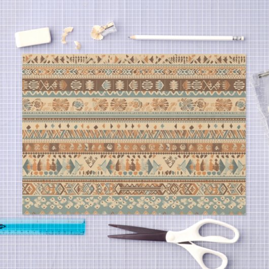 Modern Boho Camel Brown Türkis Seidenpapier (Handwerk)