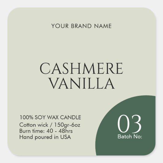 Modern boho candle label sticker (Vorderseite)