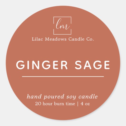 Modern Boho Chic Clay Logo Candle Round Label Runder Aufkleber (Vorderseite)