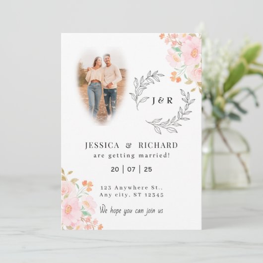 Modern Boho Chic Hochzeitseinladung Einladung (Stehend Vorderseite)