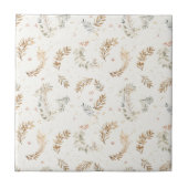 Modern Boho Chic Neutral Beige Brown Blätter Fliese (Vorderseite)