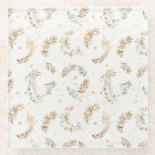 Modern Boho Chic Neutral Beige Brown Blätter Glasuntersetzer (Vorderseite)