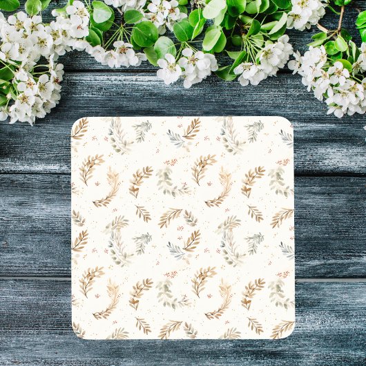 Modern Boho Chic Neutral Beige Brown Blätter Glasuntersetzer