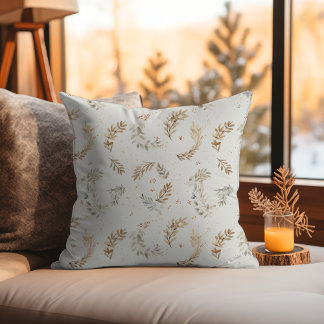 Modern Boho Chic Neutral Beige Brown Blätter Kissen