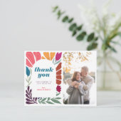 Modern Boho Chic Retro farbenfrohe Floral Vielen D Ankündigungspostkarte (Stehend Vorderseite)