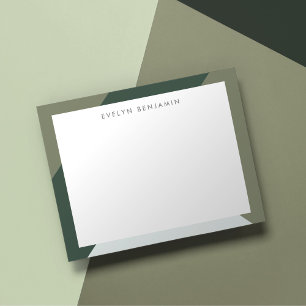 Modern Boho Chic Sage & Pine Green Pattern Border Mitteilungskarte