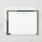 Modern Boho Chic Sage & Pine Green Pattern Border Mitteilungskarte (Vorderseite)