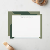 Modern Boho Chic Sage & Pine Green Pattern Border Mitteilungskarte (Vorderseite/Rückseite Beispiel)