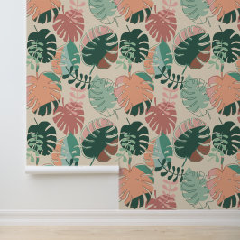 Modern Boho Chic Tropical Monstera Blätter Muster Tapete