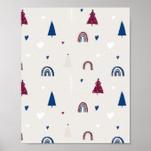 Modern Boho Christmas Blue & Beige Wall Street Art Poster (Vorne)