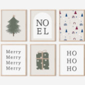 Modern Boho Christmas Blue & Beige Wall Street Art Poster