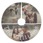 Modern Boho Christmas | Foto mit Namensbaumrock Polyester Weihnachtsbaumdecke (Vorderseite)