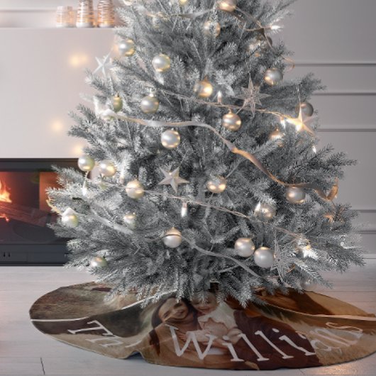 Modern Boho Christmas | Foto mit Namensbaumrock Polyester Weihnachtsbaumdecke