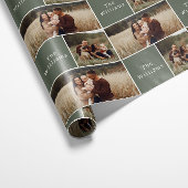 Modern Boho Christmas | FotoCollage der grünen Fam Geschenkpapier