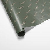 Modern Boho Christmas Green und Gold Pine Geschenkpapier