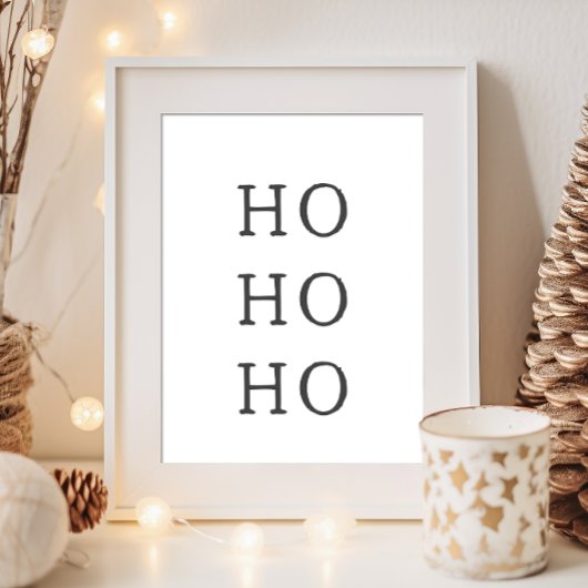 Modern Boho Christmas HO HO Wall Art Print Poster