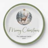 Modern Boho Christmas Scene Botanical Dinner Plate Pappteller (Vorderseite)