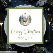 Modern Boho Christmas Scene Botanical Dinner Serviette