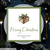 Modern Boho Christmas Tree Botanical Party Napkins Serviette