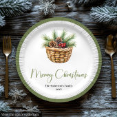 Modern Boho Christmas Tree Botanical Party Plates Pappteller