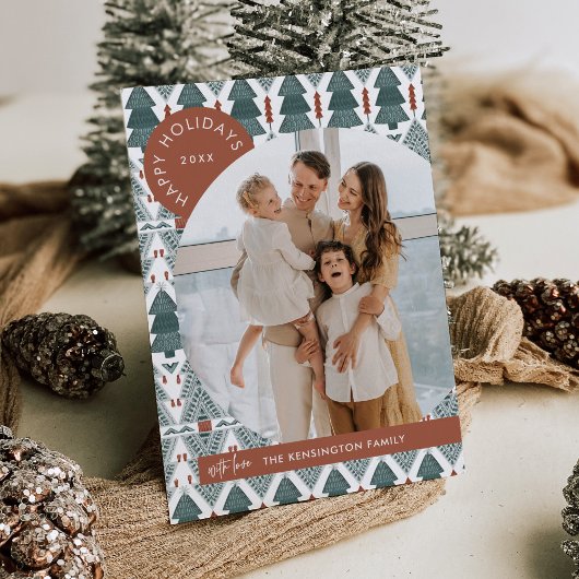 Modern Boho Christmas Tree Foto Holiday Card Einladung
