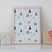 Modern Boho Christmas Wall Art Print Poster