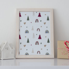 Modern Boho Christmas Wall Art Print Poster