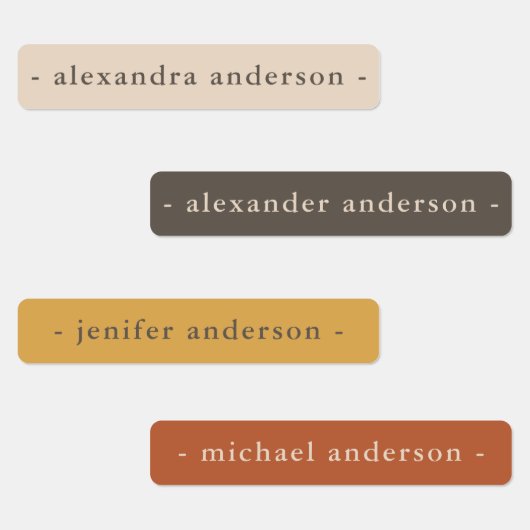 Modern Boho Color Pallet Wecksicherer Name Etiketten (Gruppe)