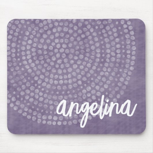Modern Boho Dot Pattern with bounce script name Mousepad (Vorne)