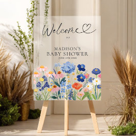 Modern Boho Dusty Blue Baby in Bloom Welcome      Acrylschild