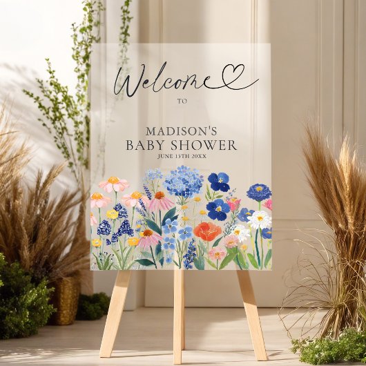 Modern Boho Dusty Blue Baby in Bloom Welcome Acrylschild