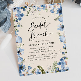 Modern Boho Dusty Blue Floral Bridal Brunch Dusche Einladung