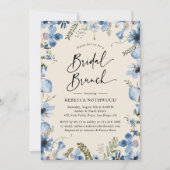 Modern Boho Dusty Blue Floral Bridal Brunch Dusche Einladung (Vorderseite)