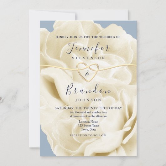 Modern Boho Dusty Blue Wedding Einladung (Vorderseite)