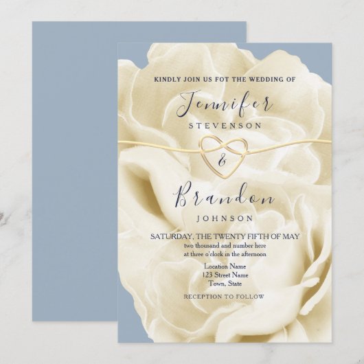 Modern Boho Dusty Blue Wedding Einladung (Vorne/Hinten)