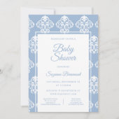 Modern Boho Dusty Blue White Baby Dusche Einladung (Vorderseite)