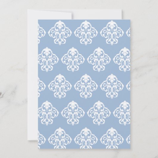 Modern Boho Dusty Blue White Baby Dusche Einladung (Rückseite)