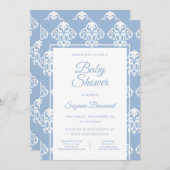 Modern Boho Dusty Blue White Baby Dusche Einladung (Vorne/Hinten)
