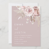 Modern Boho Dusty Rose Blush Floral Wedding Einladung (Vorderseite)