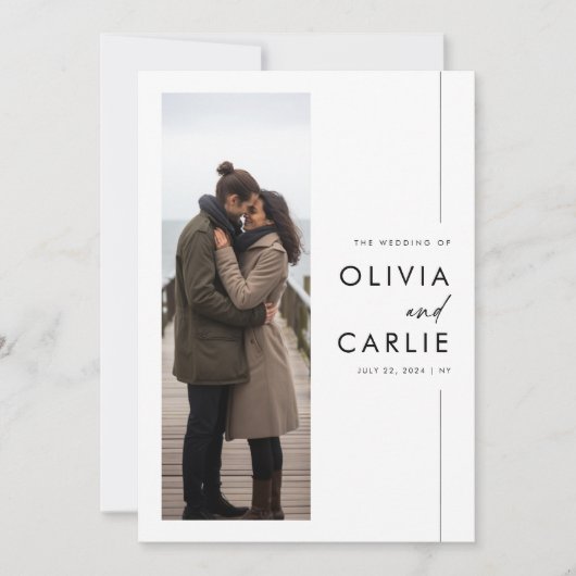 Modern Boho Einfaches 3-Foto Hochzeit Einladung (Vorderseite)