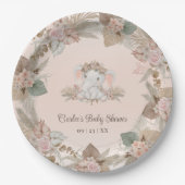 Modern Boho Elephant Gender Neutral Baby Dusche Pappteller (Vorderseite)