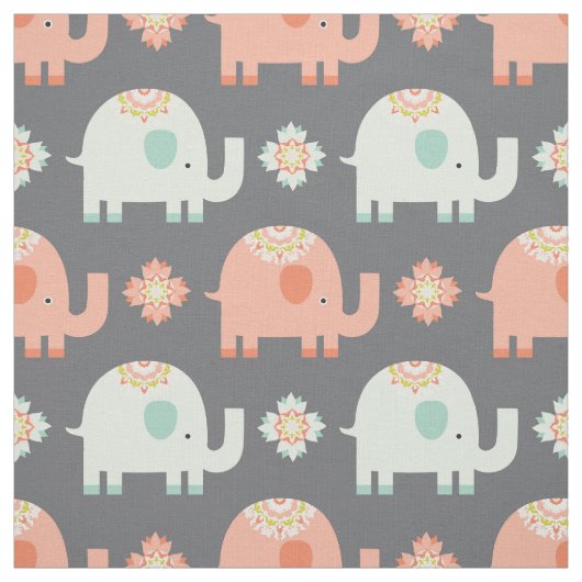 Modern Boho Elephant Kinderzimmer Fabric Stoff (Muster)