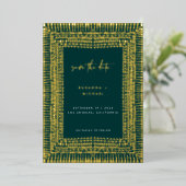 Modern Boho Emerald Green Frame Wedding Rett Date Folieneinladung (Stehend vorne)