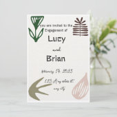 Modern Boho Engagement Invitation PRINTED | Plam Einladung (Stehend Vorderseite)