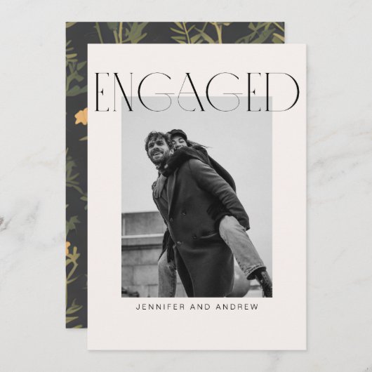 Modern Boho Engagement Party Card Dankeskarte (Vorne/Hinten)